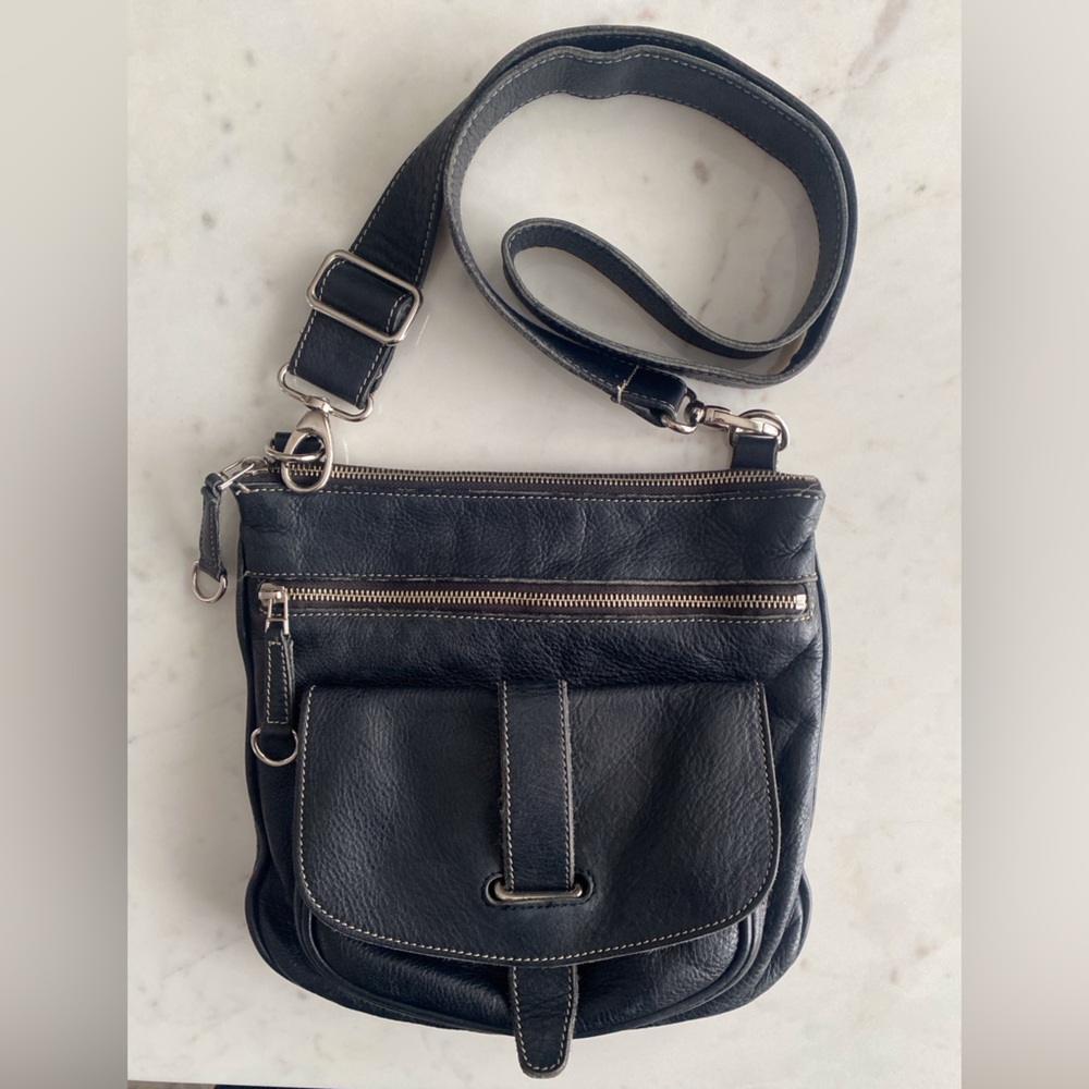 Roots Tribe Pebbled Leather Side Saddle Crossbody
